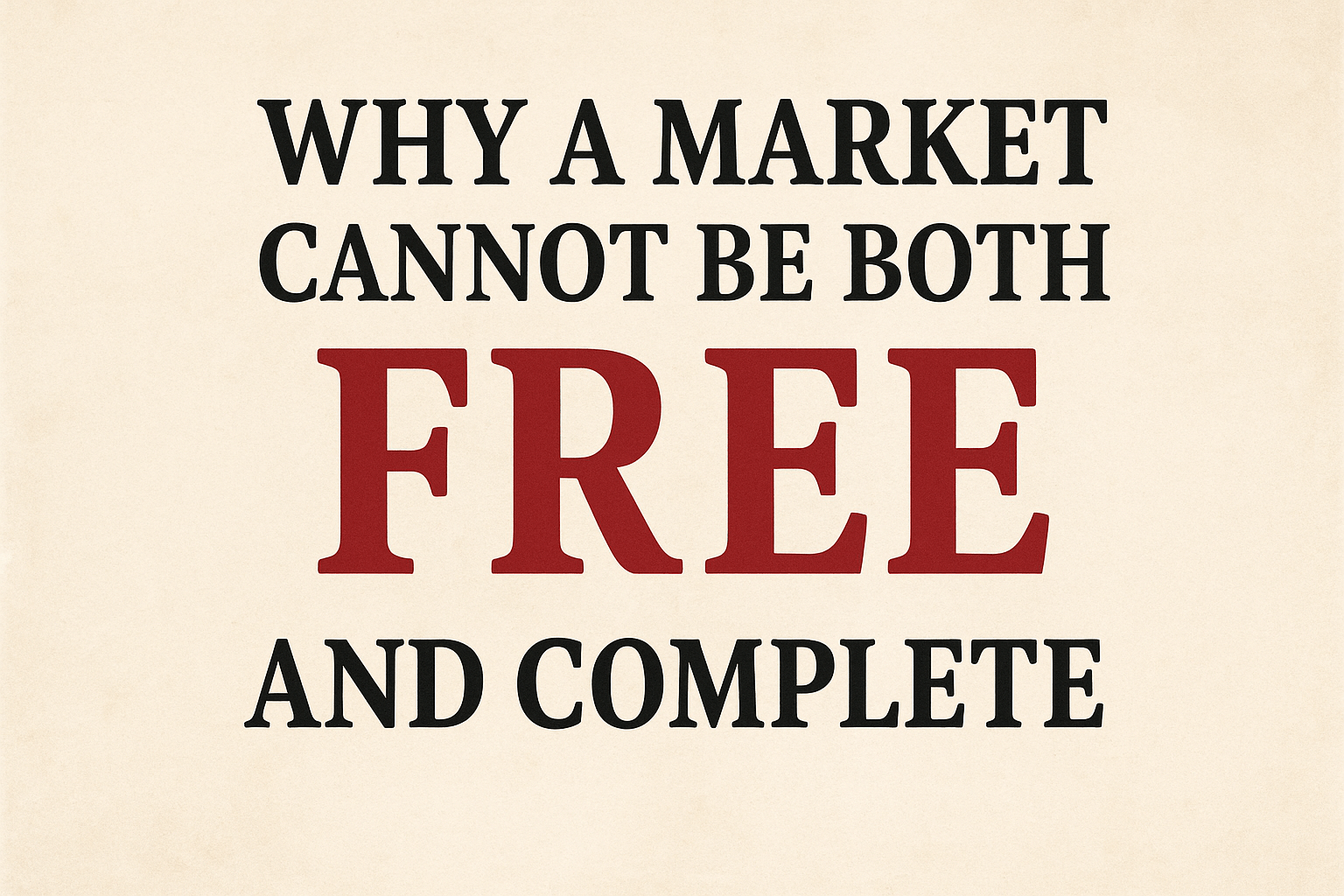 Why a Market Cannot Be Both Free and Complete